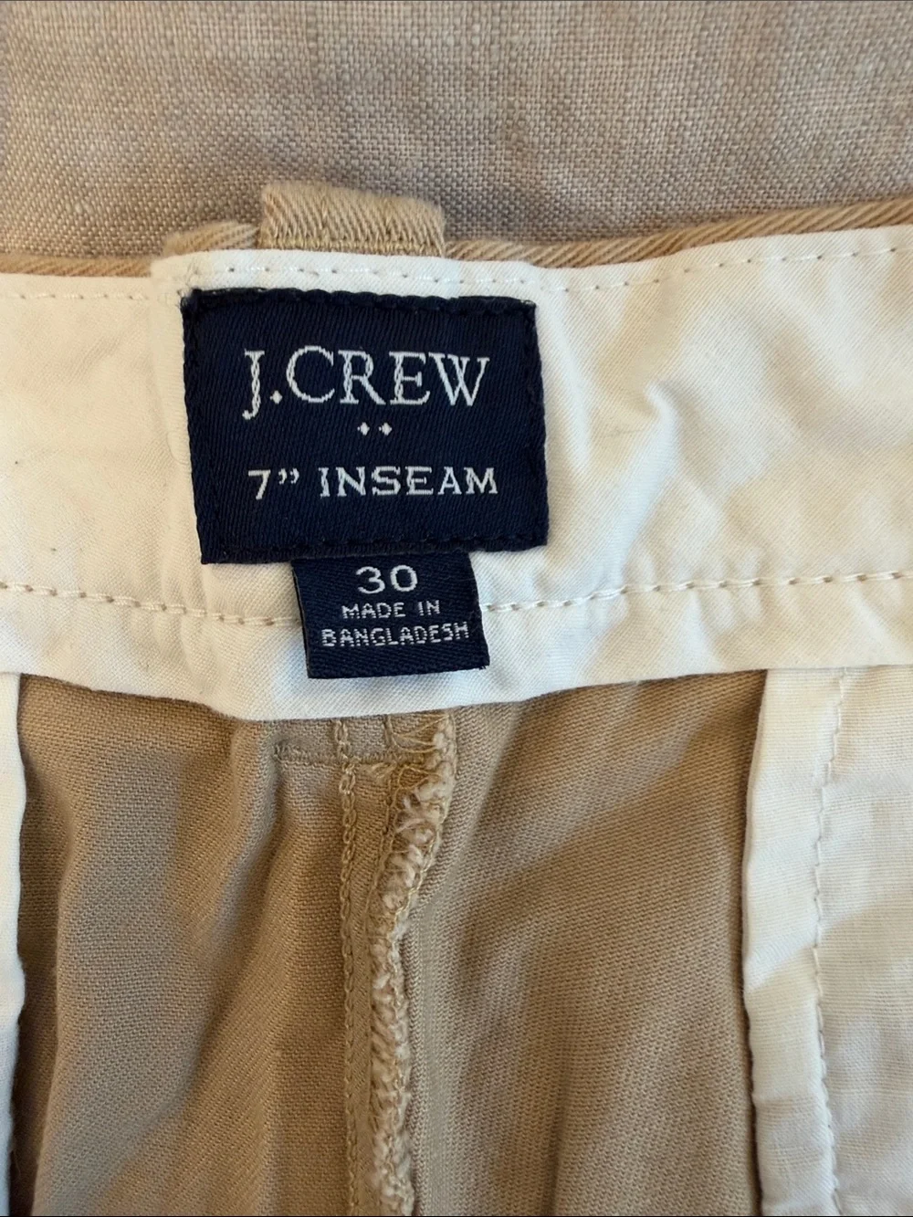 J. Crew Men's Tan Flat-Front Chino Shorts - 7” inseam